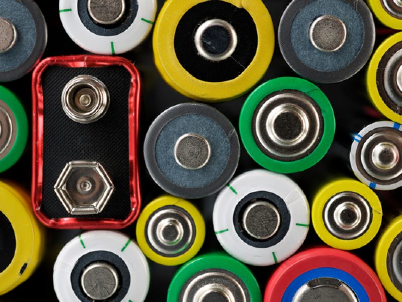 a group of batteries of different sizes